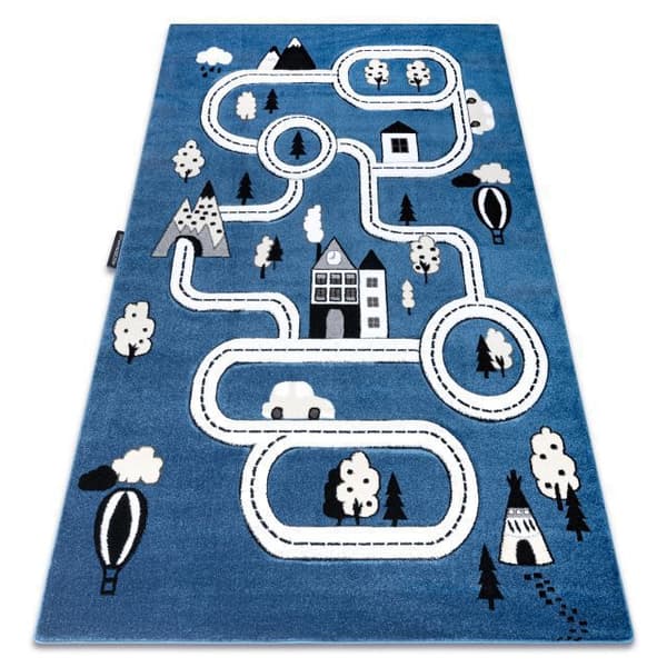 Matto PETIT TOWN kaupunki sininen, 160x220 cm