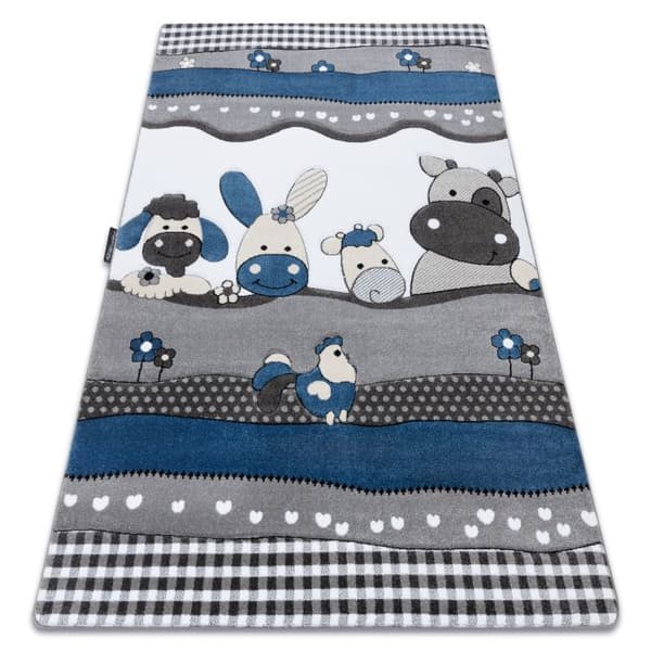 Matto PETIT FARM FARMA eläimet sininen, 240x330 cm