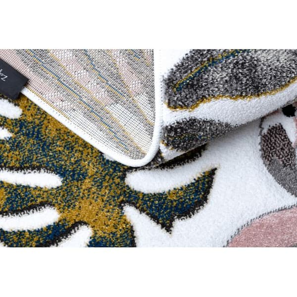 Matta PETIT GARDEN FLAMINGOS MONSTERA LÖV grädde, 160x220 cm