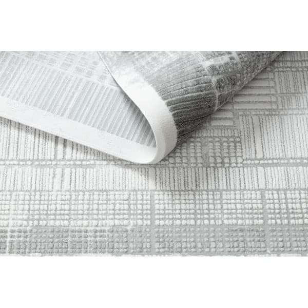 Matta ACRYLIC VALS 0W1736 C53 87 Squares stripes svart grå / light grå, 160x230 cm