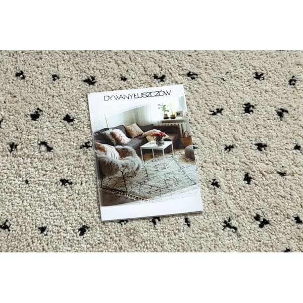 Matto BERBER SYLA B752 pisteet kerma Tupsut berbery Marokkolainen shaggy, 160x220 cm