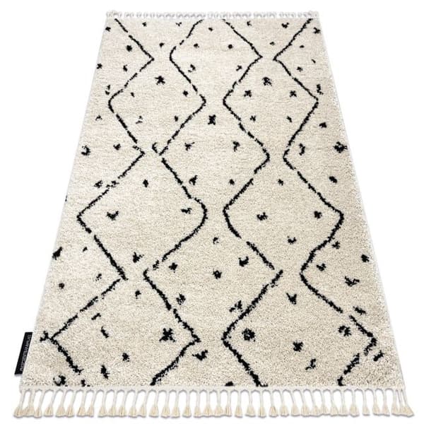 Matta BERBER TETUAN B751 zigzag grädde Fringe Berber marockansk shaggy, 80x150 cm