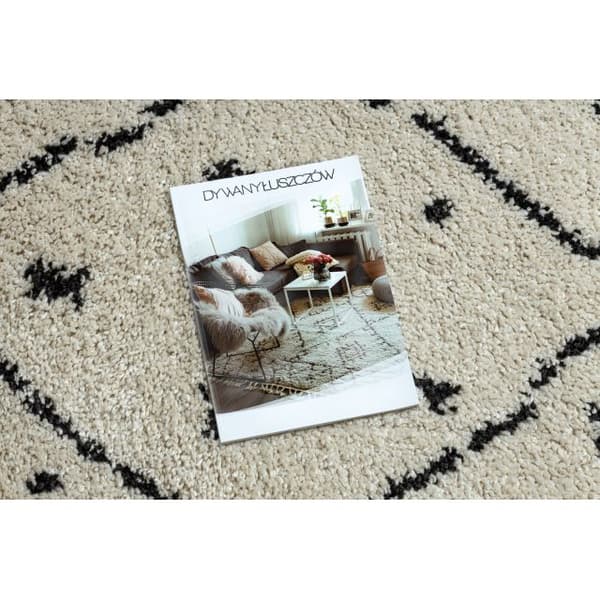 Matta BERBER TETUAN B751 zigzag grädde Fringe Berber marockansk shaggy, 240x330 cm