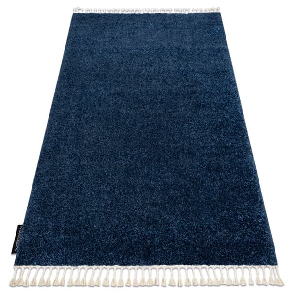 Tæppe BERBER 9000 marineblå blå kvaster berberi Marokkansk shaggy, 80x150 cm
