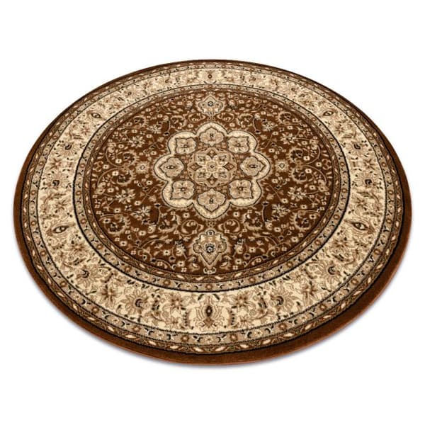 Tæppe ROYAL ADR hjul design 521 brun, cirkel 200 cm