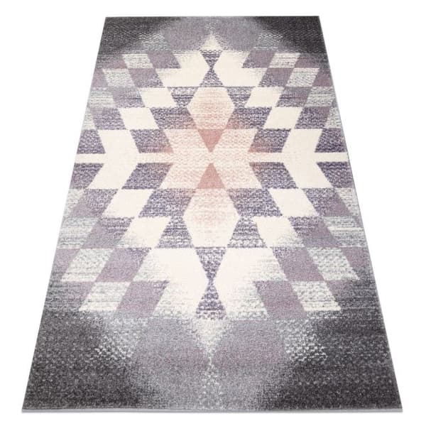 Matta KAKE 25812757 Geometric - Ruter, Triangles 3D violet / grå / rosa, 120x170 cm