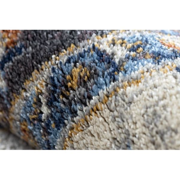 Tæppe SOFT 6019 BLOMSTER ramme beige / blå / rød, 120x170 cm