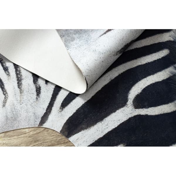 Matto Nautaeläinten tekonahka, Zebra G5128-1 valkoinen-musta nahka, 100x150 cm