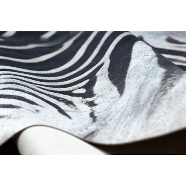 Matto Nautaeläinten tekonahka, Zebra G5128-1 valkoinen-musta nahka, 100x150 cm