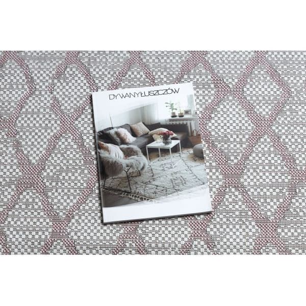Matta SISAL SION Trellis 22129 Flat vävd ecru / rosa, 80x150 cm