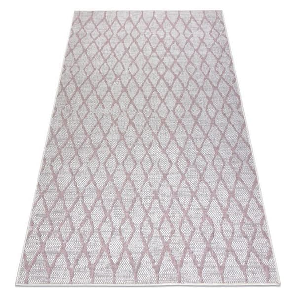 Matta SISAL SION Trellis 22129 Flat vävd ecru / rosa, 80x150 cm