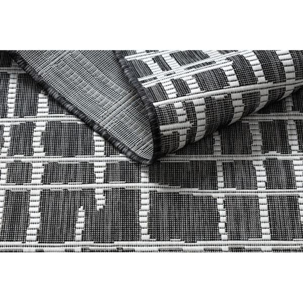 Matta SISAL SION Trellis, Lines 22144 Platt vävd svart / ecru , 140x190 cm