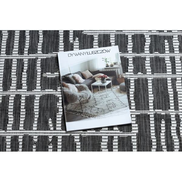 Matta SISAL SION Trellis, Lines 22144 Platt vävd svart / ecru , 140x190 cm