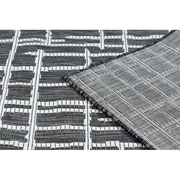 Sisaltæppe SISAL SION kontrolmønster, Linjer 22144 płaskie tkanie sort / ecru , 180x270 cm