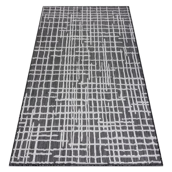 Sisaltæppe SISAL SION kontrolmønster, Linjer 22144 płaskie tkanie sort / ecru , 180x270 cm