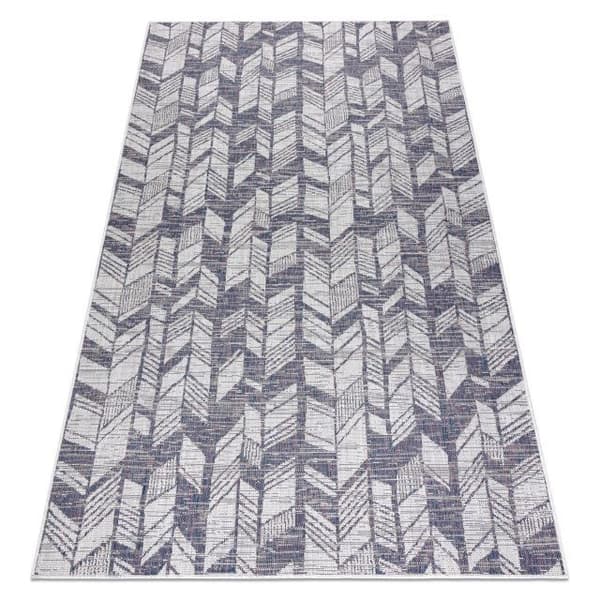 Matta SISAL SION Chevron, Herringbone 22180 Platt vävd ekru / blå / rosa, 80x150 cm