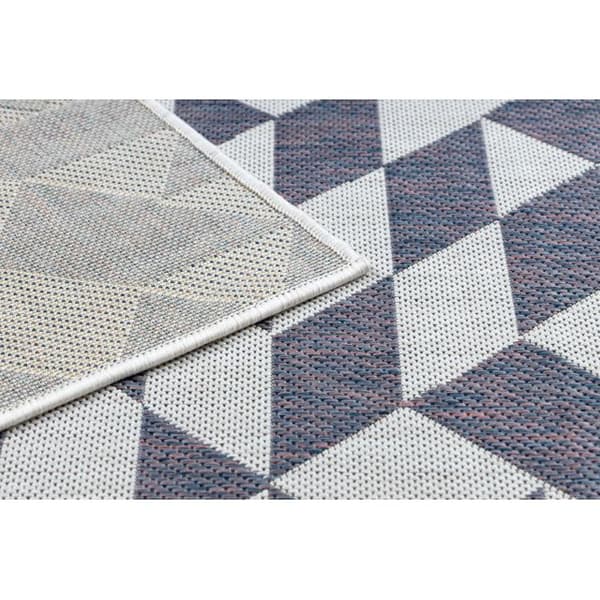 Sisaltæppe SISAL SION Geometrisk, Trekanter 22373 płaskie tkanie ecru / blå / lyserød, 120x170 cm