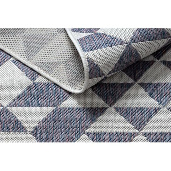 Sisaltæppe SISAL SION Geometrisk, Trekanter 22373 płaskie tkanie ecru / blå / lyserød, 120x170 cm
