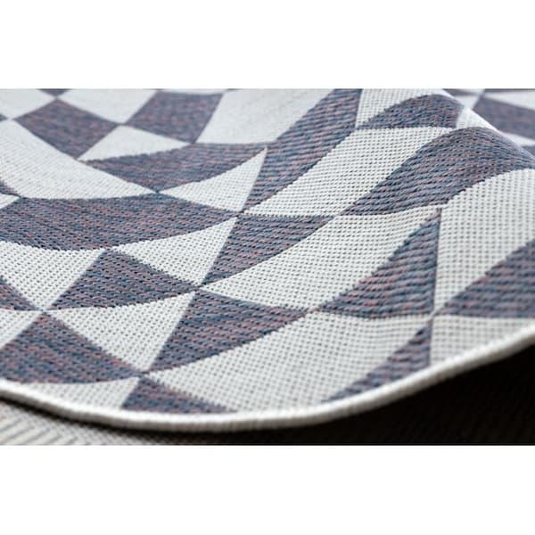 Sisaltæppe SISAL SION Geometrisk, Trekanter 22373 płaskie tkanie ecru / blå / lyserød, 120x170 cm