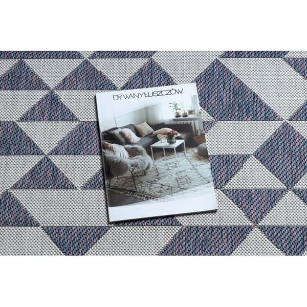 Sisaltæppe SISAL SION Geometrisk, Trekanter 22373 płaskie tkanie ecru / blå / lyserød, 120x170 cm