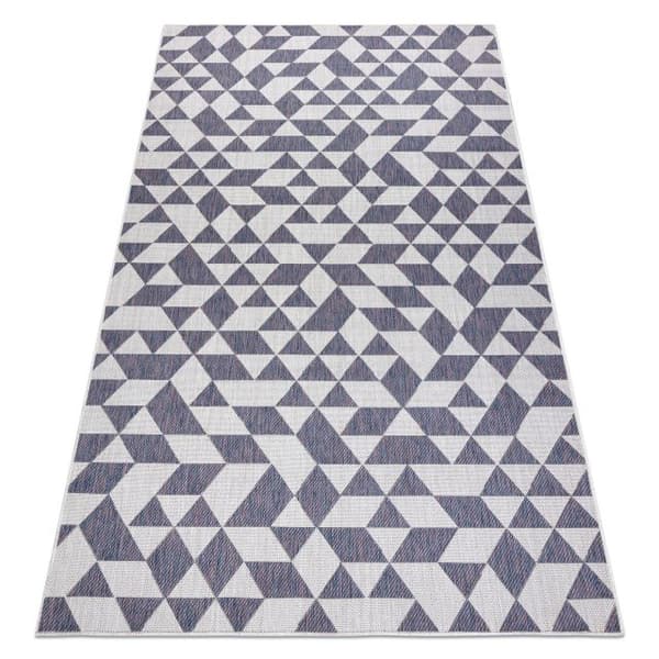Matta SISAL SION Geometrisk, trianglar 22373 Flatvävd ecru / blå / rosa, 180x270 cm
