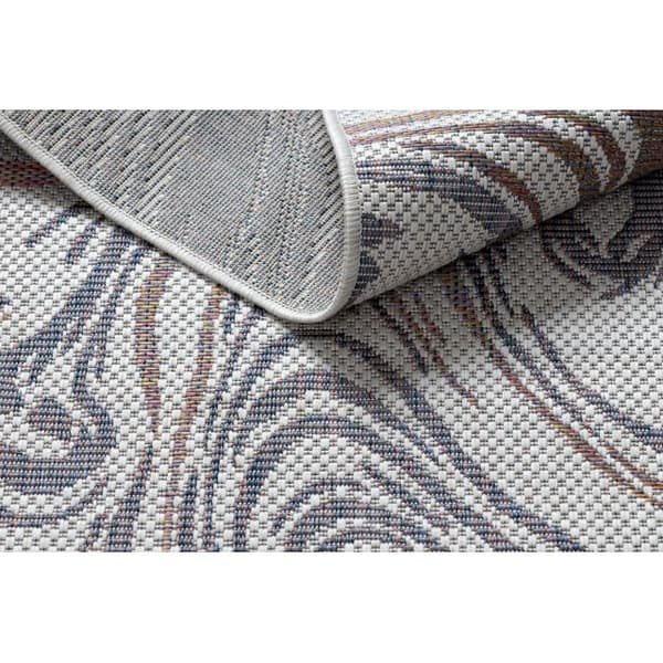 Matta SISAL SION Waves 2836 Flat vävd ecru / blå / rosa, 180x270 cm