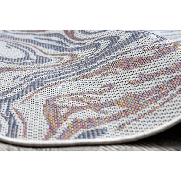 Matta SISAL SION Waves 2836 Flat vävd ecru / blå / rosa, 180x270 cm