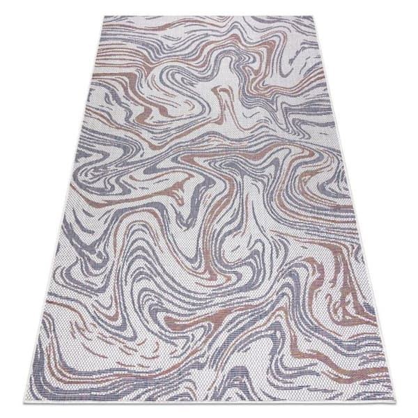 Matta SISAL SION Waves 2836 Flat vävd ecru / blå / rosa, 180x270 cm