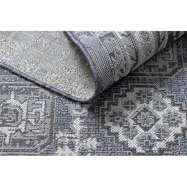Matta SISAL SION Ram, prydnad, vintage 2832 Flatvävd blå / rosa / ecru, 120x170 cm