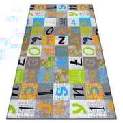 Tæppe til børn JUMPY Patchwork, Bogstaver, tal grå / orange / blå, 400x600 cm