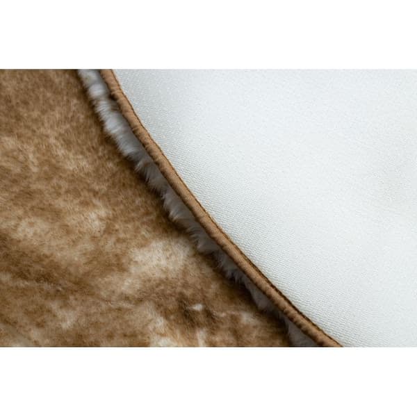 Modern tvättmatta LAPIN cirkel lurvig halkskydd elfenben / brun, cirkel 100 cm
