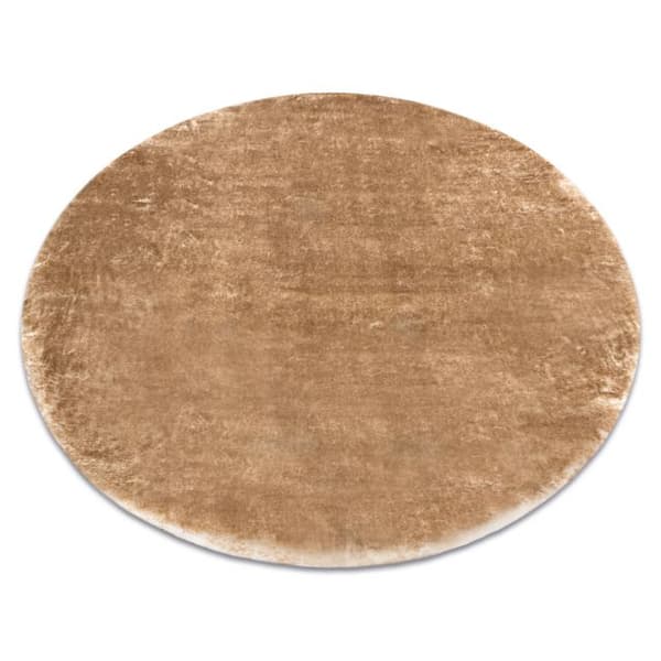 Modern tvättmatta LAPIN cirkel lurvig halkskydd elfenben / brun, cirkel 100 cm