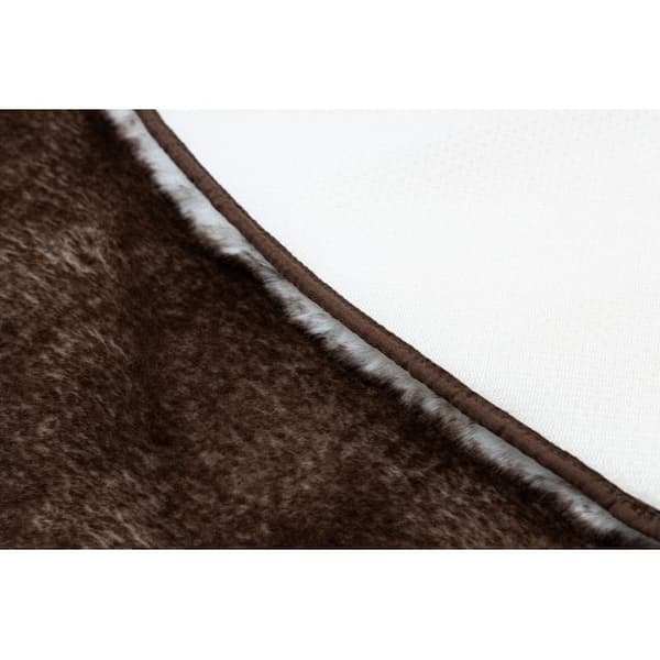 Tæppe LAPIN Shaggy hjul elfenben / chokolade skridsikker, vask, cirkel 180 cm