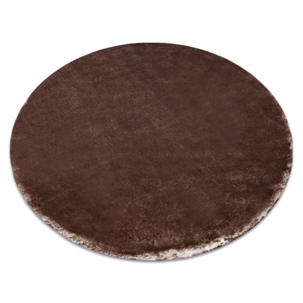 Tæppe LAPIN Shaggy hjul elfenben / chokolade skridsikker, vask, cirkel 180 cm