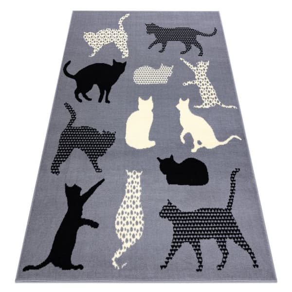 Matta BCF FLASH Cats 3996 - katter, kattungar grå, 120x160 cm