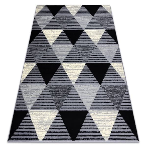 Matto BCF BASE 3986 Geometric, kolmiot geometrinen harmaa / musta, 185x270 cm