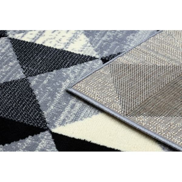 Matta BCF BASE 3987 Trigone, trianglar, Kvadrater, geometrisk grå / elfenben, 185x270 cm