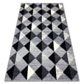 Miniatyrbild 1 av 5: Matta BCF BASE 3987 Trigone, trianglar, Kvadrater, geometrisk grå / elfenben, 185x270 cm
