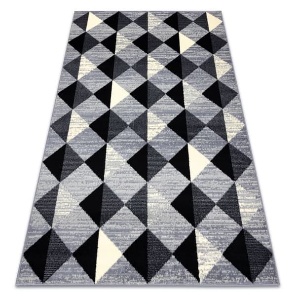Matta BCF BASE 3987 Trigone, trianglar, Kvadrater, geometrisk grå / elfenben, 185x270 cm