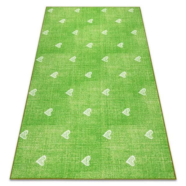 Matto lapsille HEARTS Pesty denim sydämet, lasten - vehreys, 100x400 cm
