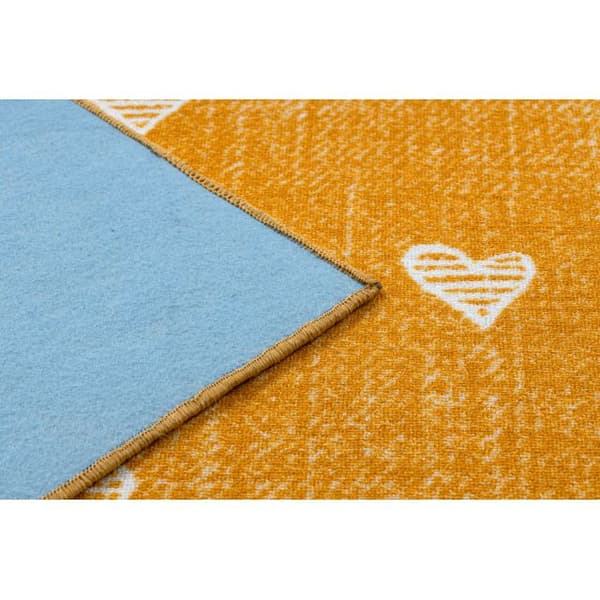 Matto lapsille HEARTS Pesty denim, sydämet, lasten - oranssi, 150x350 cm