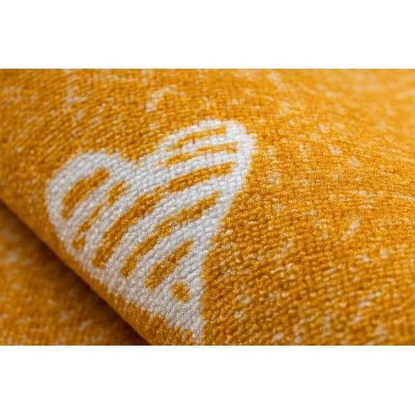 Matto lapsille HEARTS Pesty denim, sydämet, lasten - oranssi, 150x350 cm