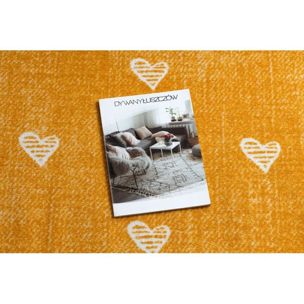 Matto lapsille HEARTS Pesty denim, sydämet, lasten - oranssi, 150x350 cm