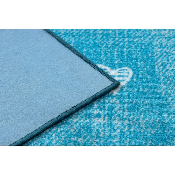 Matto lapsille HEARTS Pesty denim sydämet, lasten - turkoosi, 100x400 cm