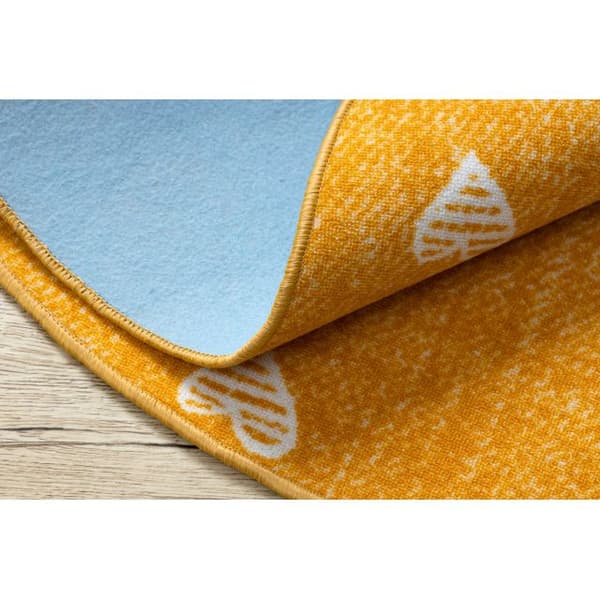 Tæppe til børn HEARTS hjul Jeans vasket, hjerter, børns - orange, cirkel 200 cm