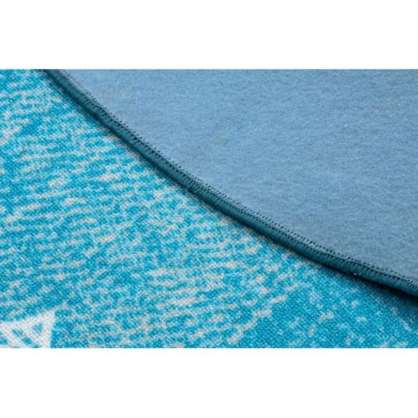 Matto lapsille HEARTS pyörä Pesty denim, sydämet, lasten - turkoosi, cirkel 200 cm