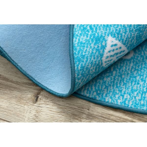 Matto lapsille HEARTS pyörä Pesty denim, sydämet, lasten - turkoosi, cirkel 200 cm