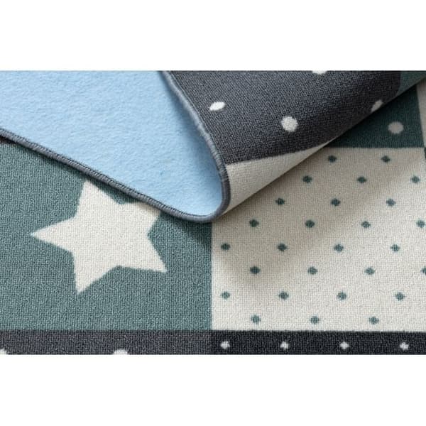 Matto lapsille STARS tähdet, lasten, turkoosi / harmaa, 100x250 cm