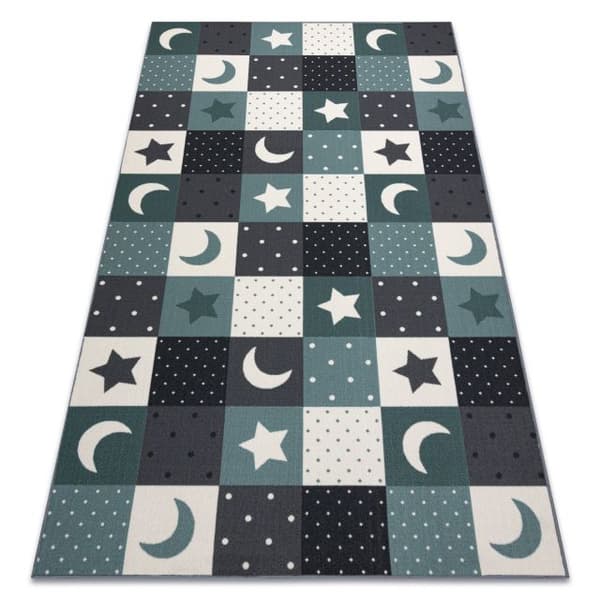 Matto lapsille STARS tähdet, lasten, turkoosi / harmaa, 170x230 cm