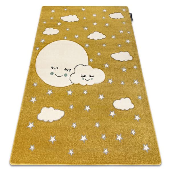 Matto PETIT MOON kuu, tähdet, pilvet kulta, 80x150 cm